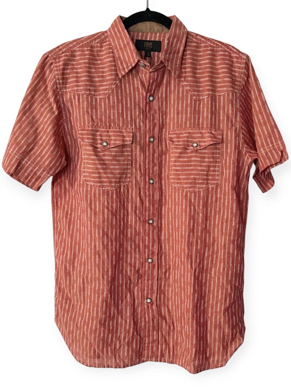 Frye Rustic Orange Short Sleeve Button Down Shirt